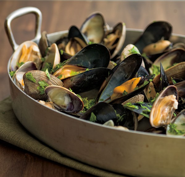 Steamed mussels and clams